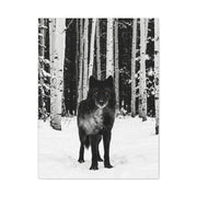 Snow Forest Black Wolf Minimal Scene Wall Art & Canvas Print