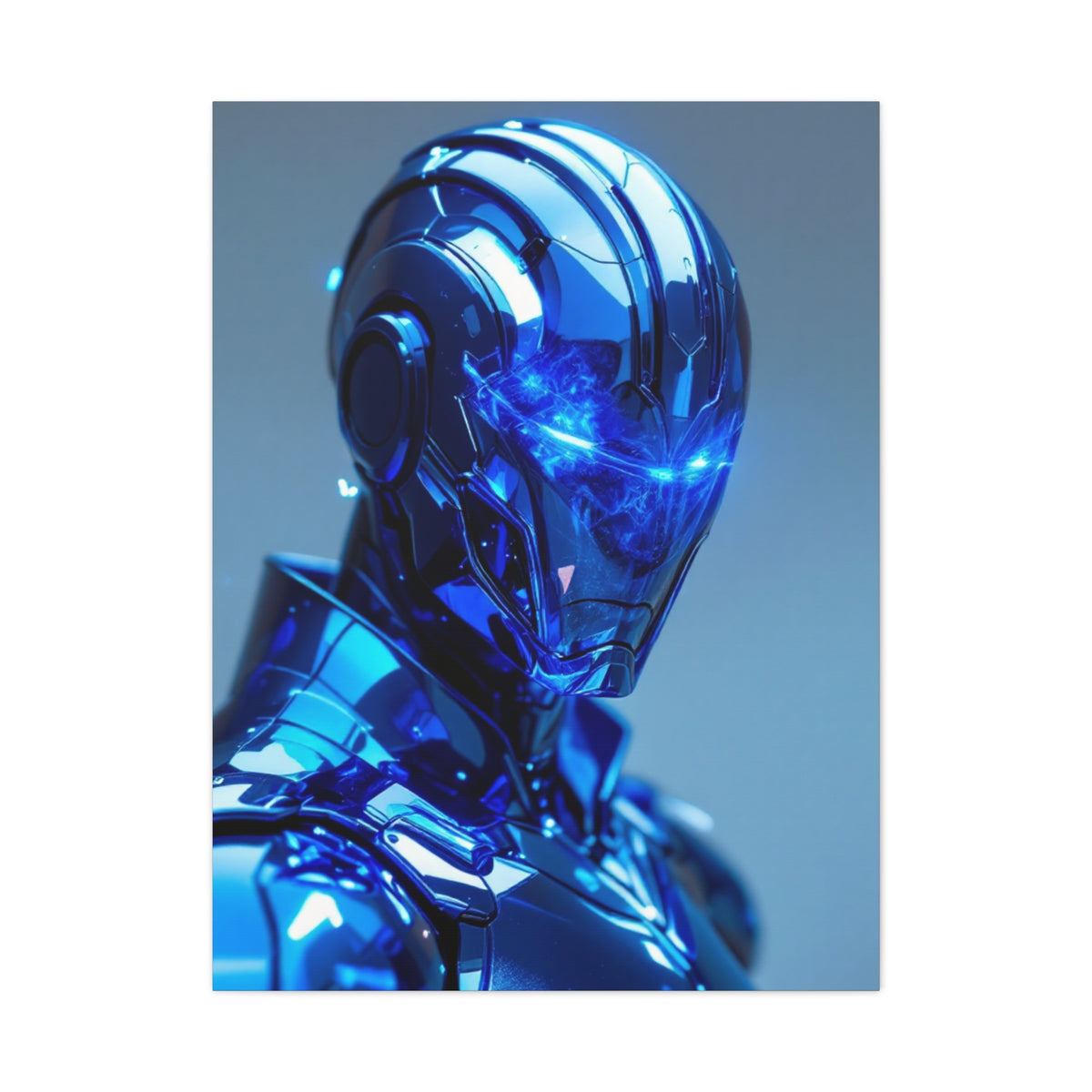 Futuristic Blue Chrome Figure Wall Art & Canvas Prints