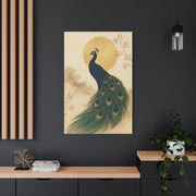 Japandi Moon Peacock Minimal Wall Art & Canvas Print