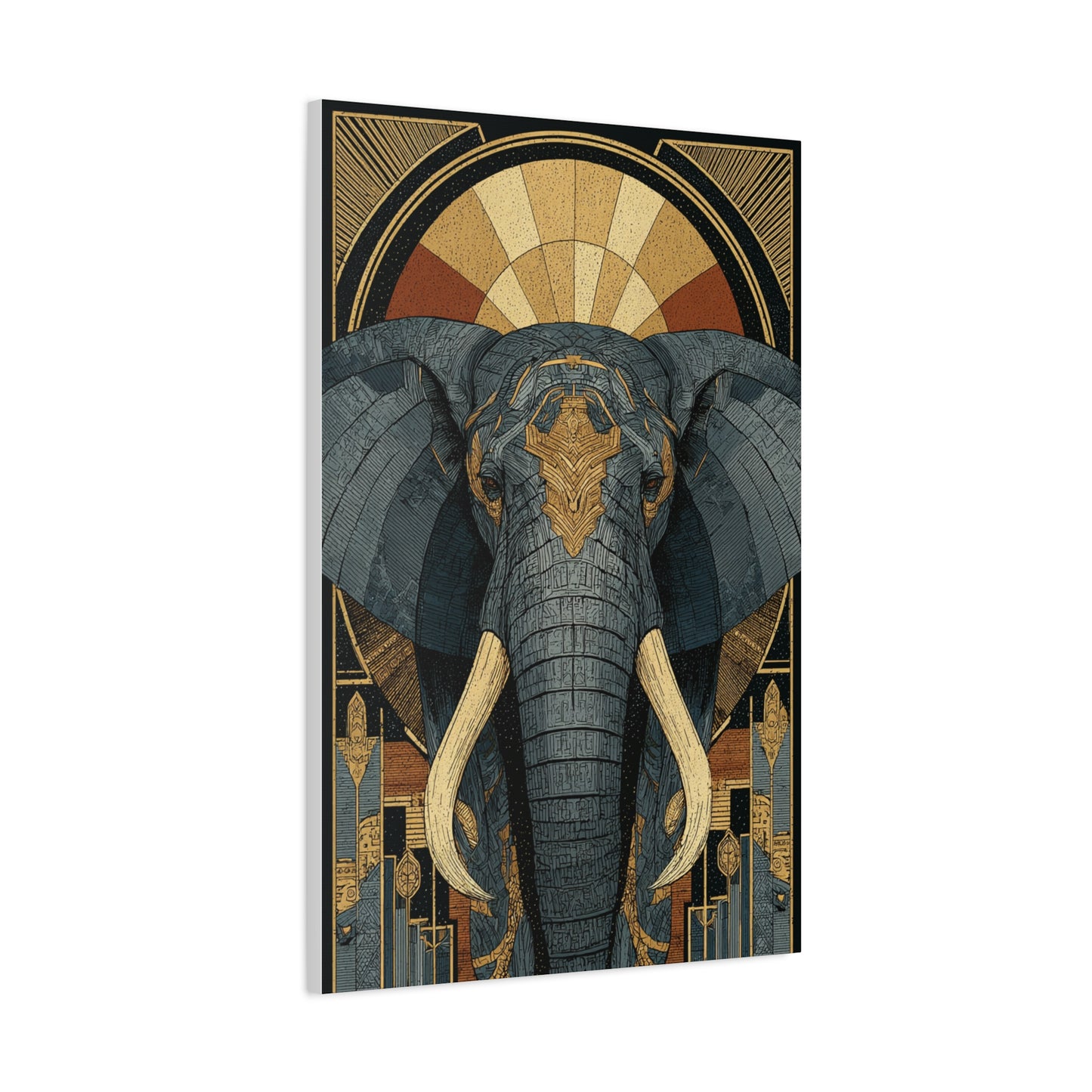 Art Deco Elephant Halo Portrait Wall Art & Canvas Print