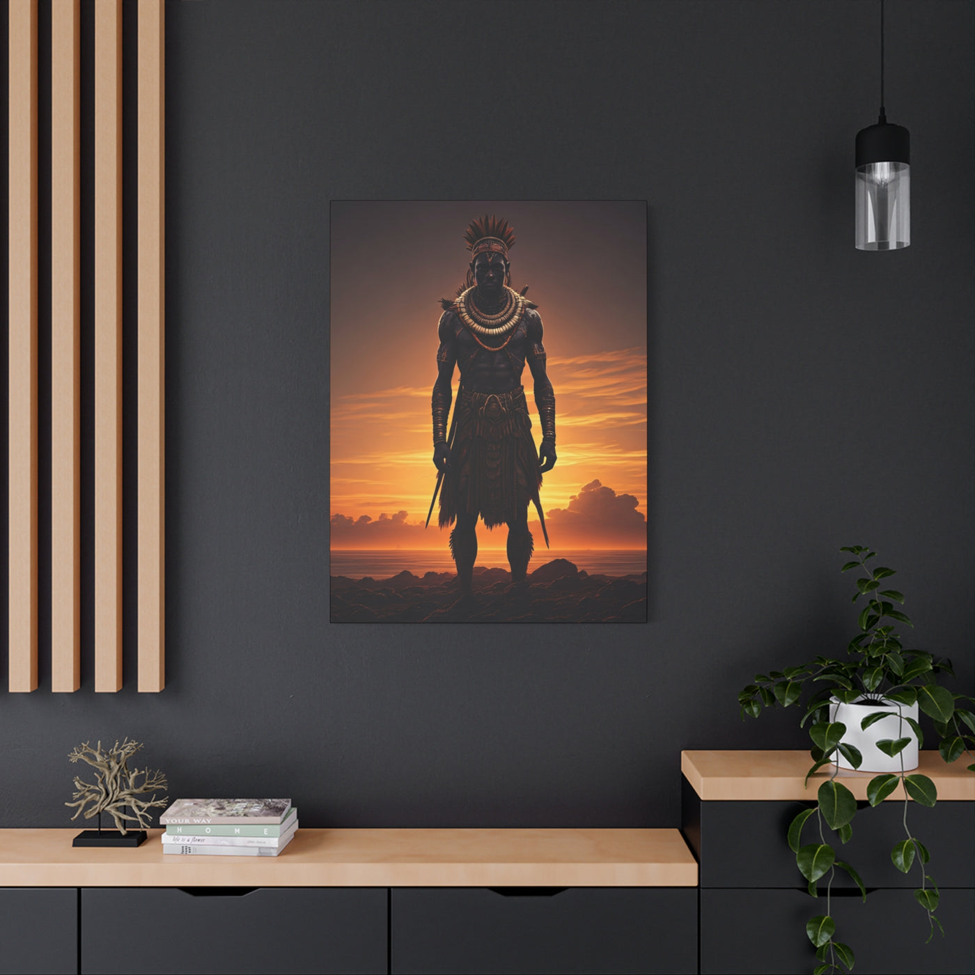 Sunset Warrior Silhouette Wall Art & Canvas Prints