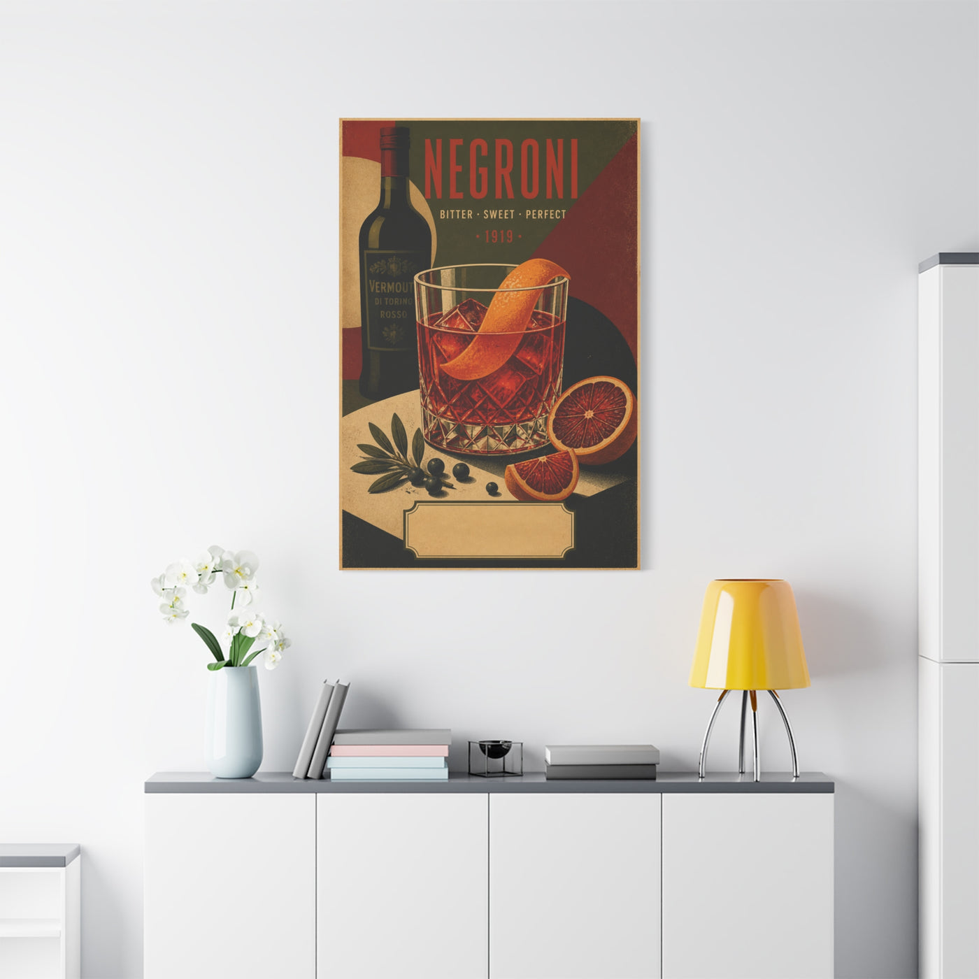 Vintage Negroni Cocktail Poster Wall Art & Canvas Print