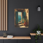 Italian Coastal Window Painting Wall Art & Canvas Print