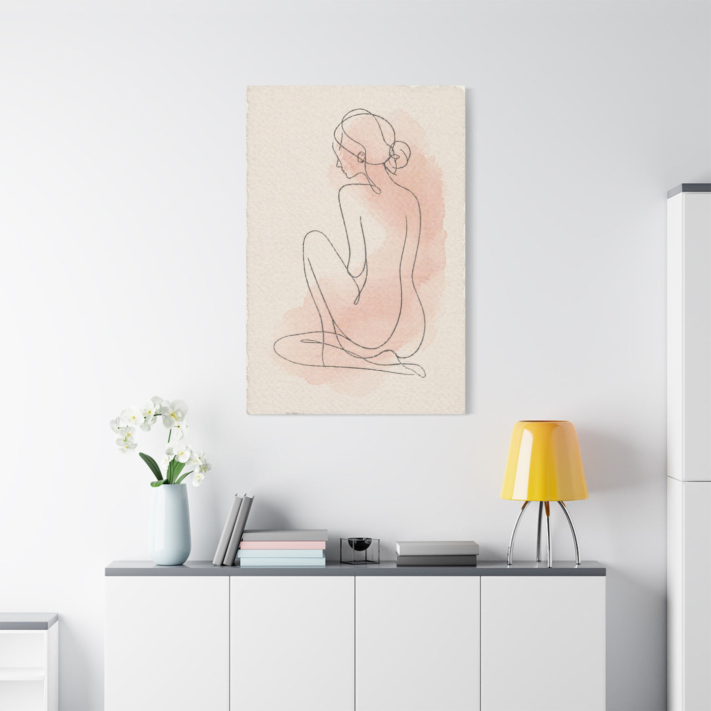 Minimal Blush Line Figure Wall Art & Canvas Print