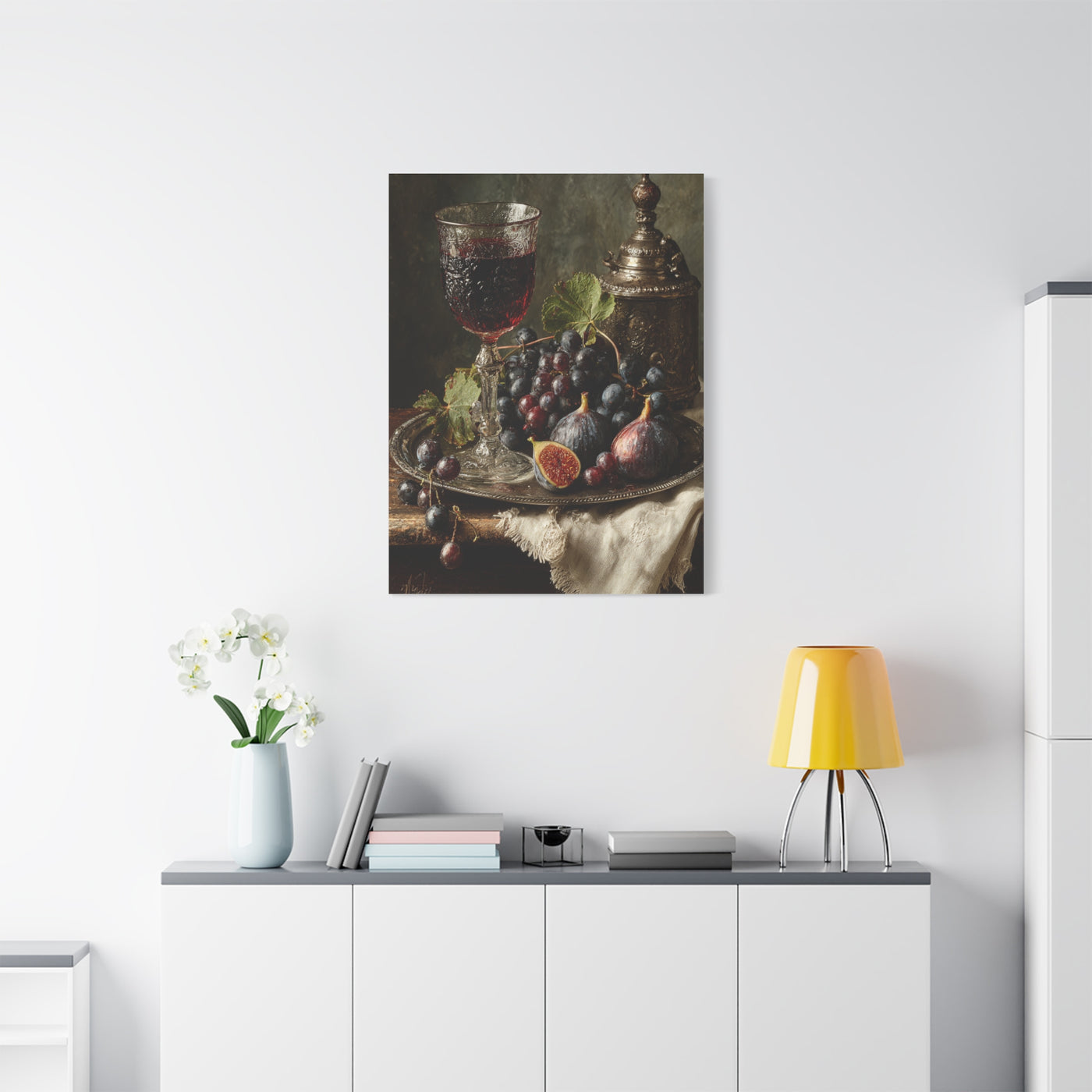 Old Master Fig and Wine Still Life Wall Art & Canvas Print