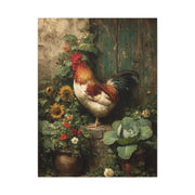Farmyard Rooster Folk Garden Wall Art & Canvas Print