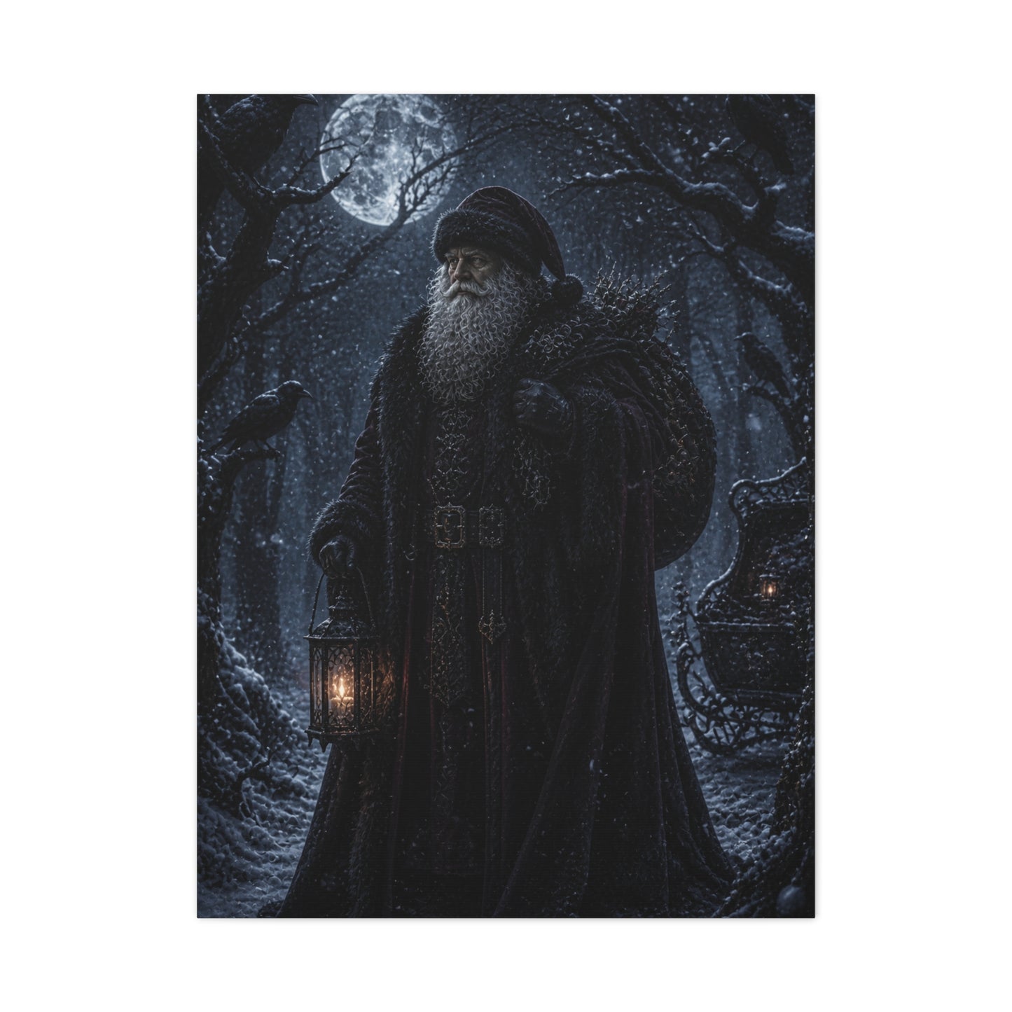 Gothic Moonlit Santa Forest Wall Art & Canvas Print
