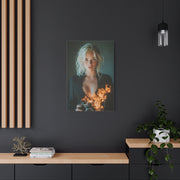 Blonde Muse Fire Camera Portrait Wall Art & Canvas Print