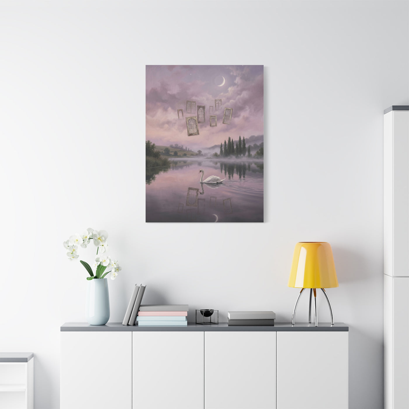 Surreal Swan Dreamscape Reflection Wall Art & Canvas Print