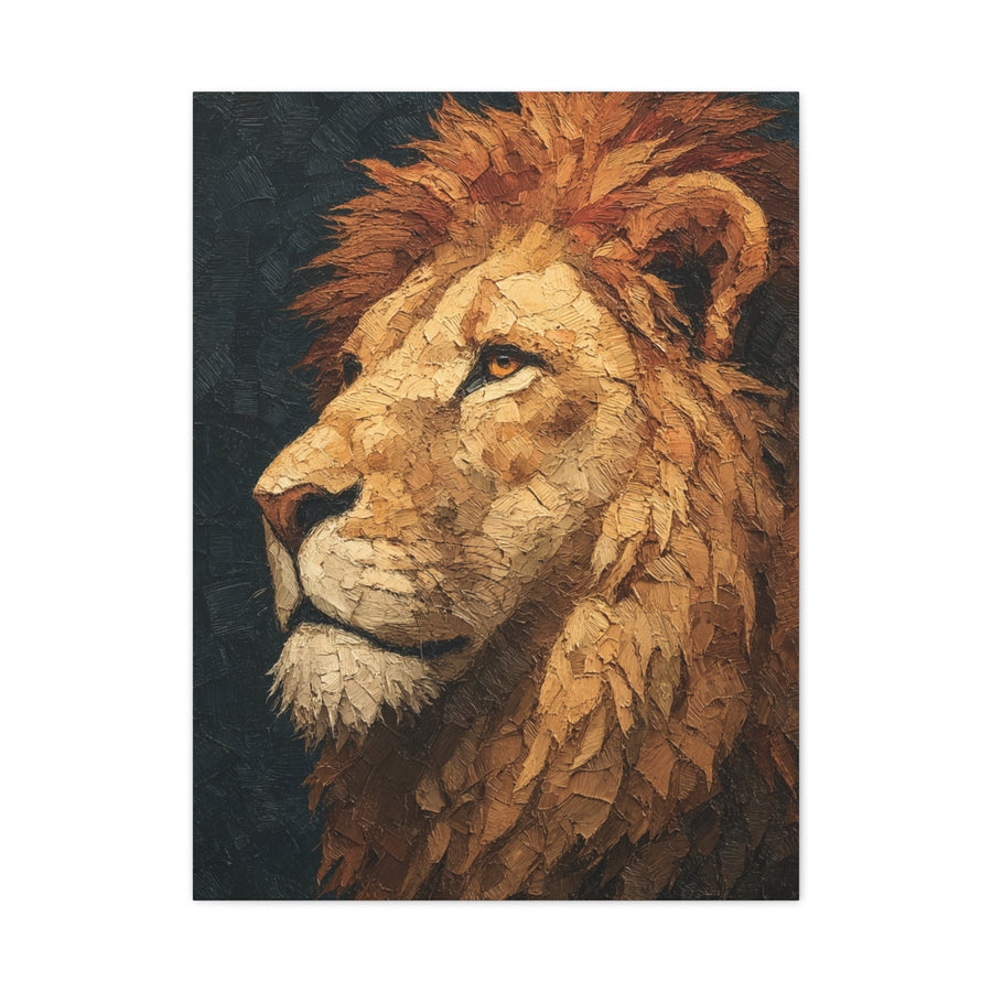 Textured Lion Portrait Painterly Close-Up Wall Art & Canvas Print