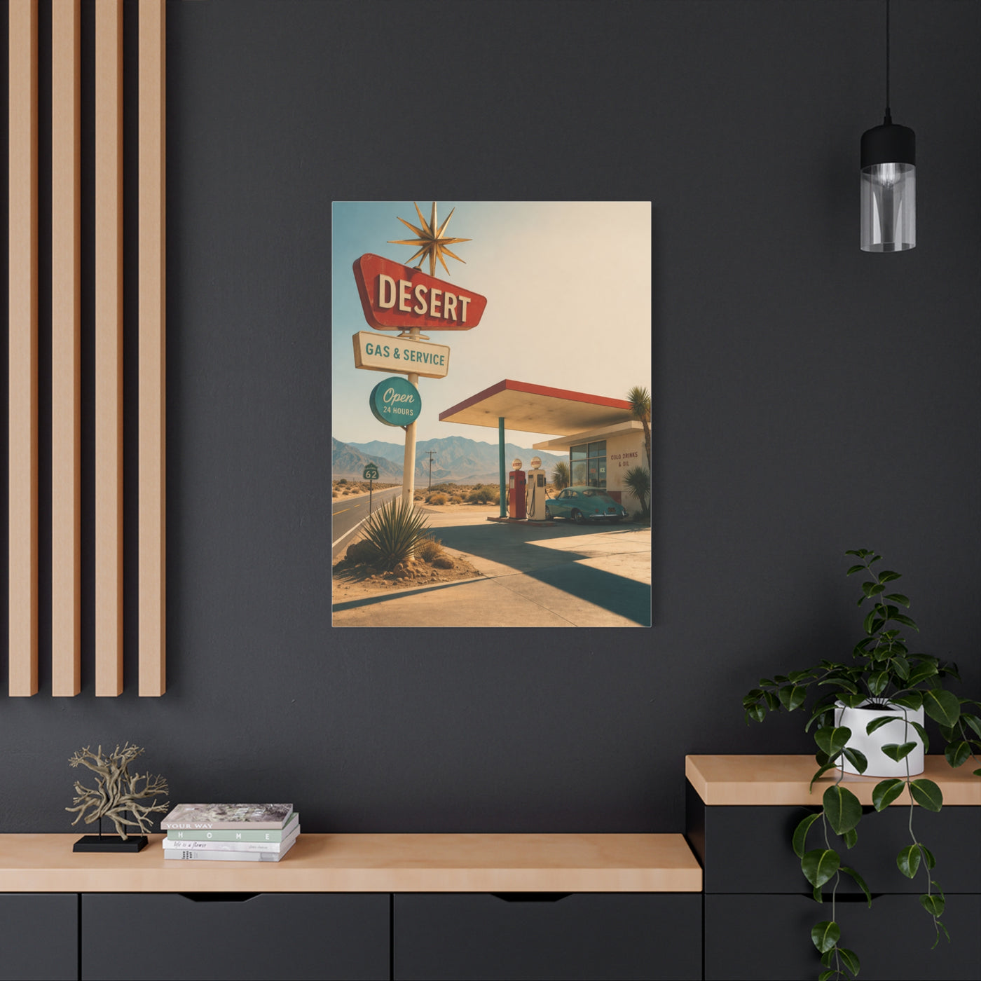 Desert Gas Station Americana Wall Art & Canvas Print
