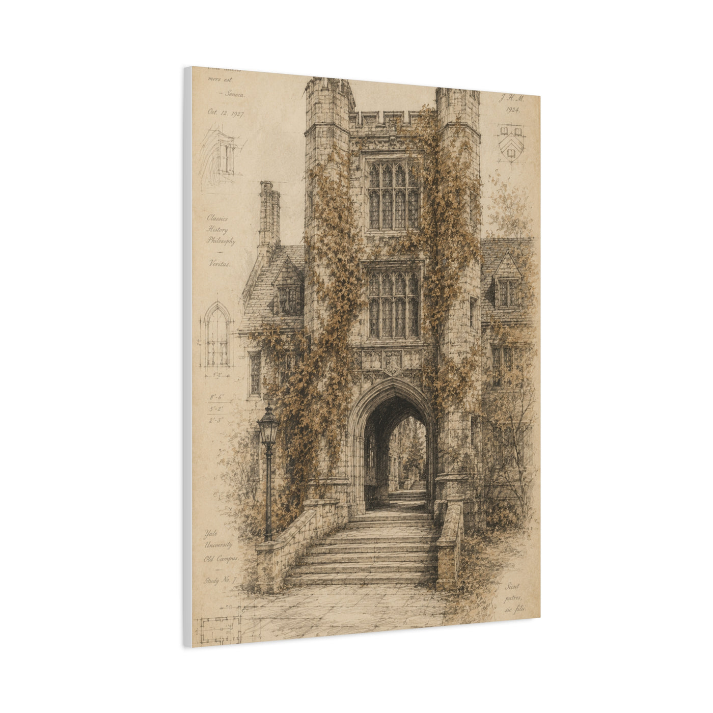 Ivy-Covered Gothic Arch Architectural Study Wall Art & Canvas Print