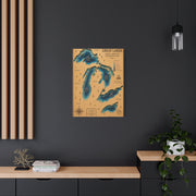 Great Lakes Bathymetric Chart Wall Art & Canvas Print