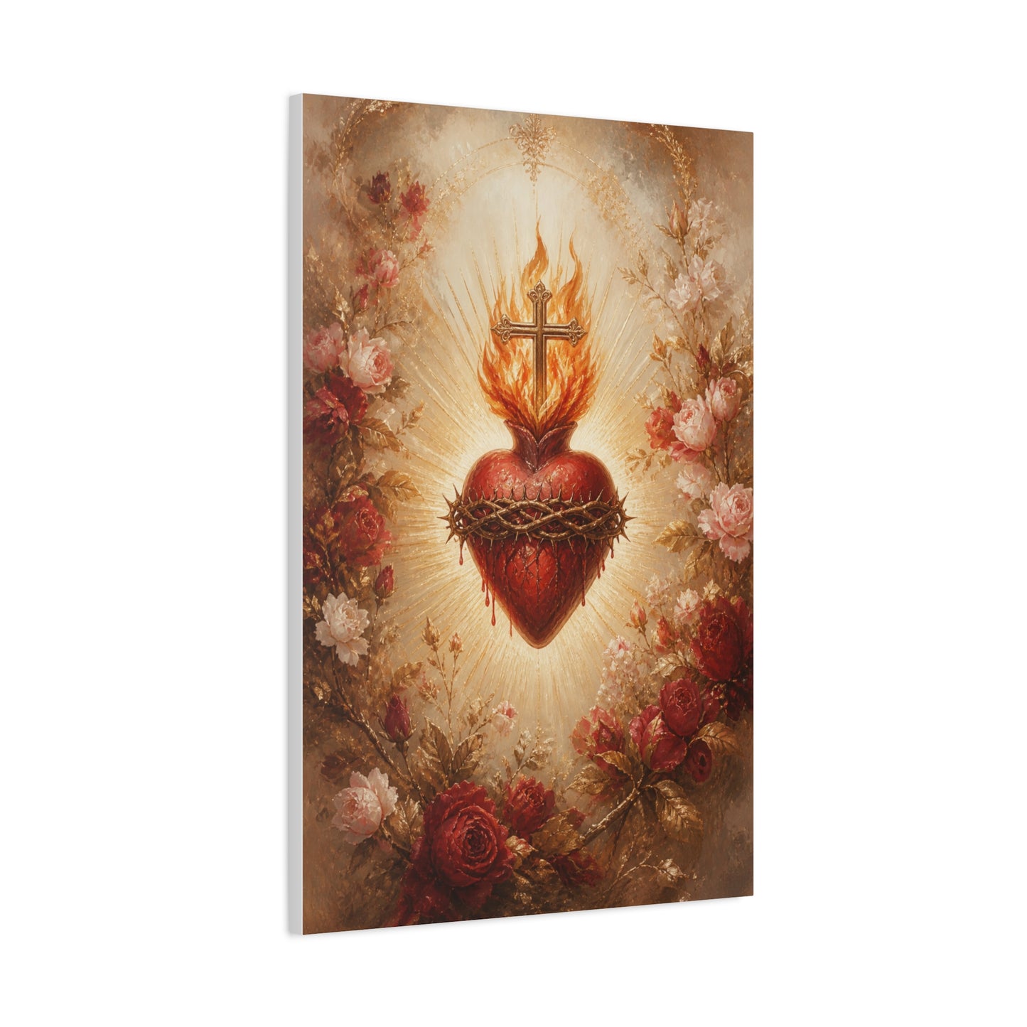 Sacred Heart Floral Devotional Wall Art & Canvas Print