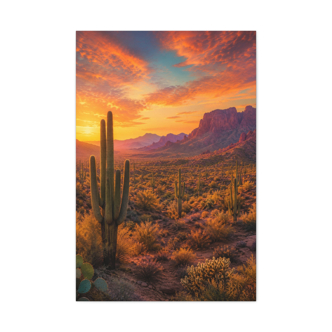 Golden Hour Saguaro Desert Southwest Wall Art & Canvas Print