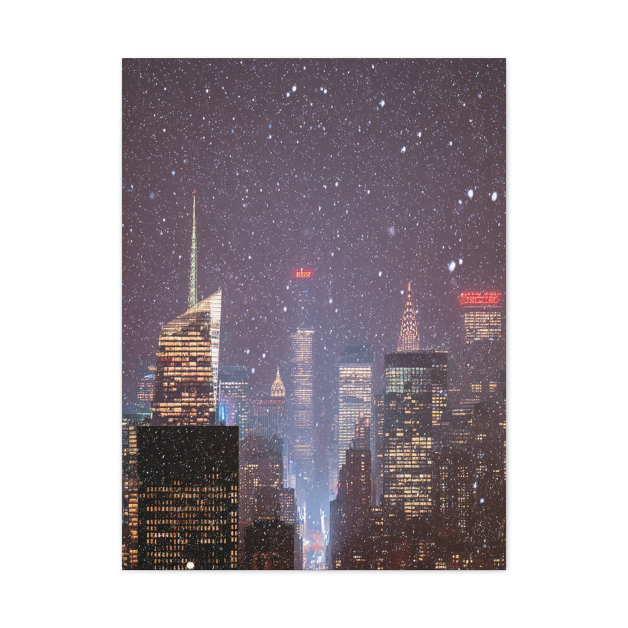 New York Winter Snowfall Skyline Wall Art & Canvas Print