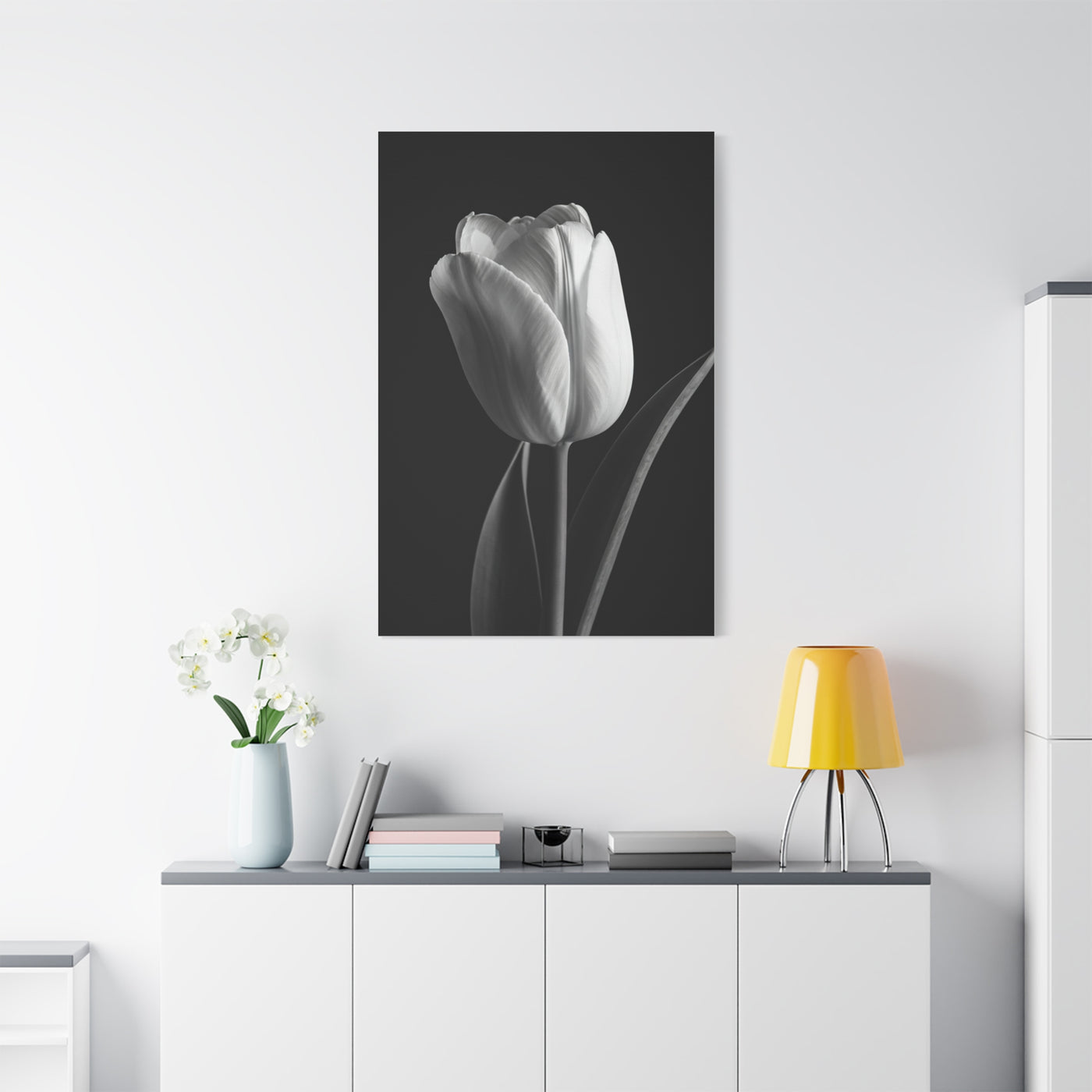 Single Tulip Elegance Monochrome Wall Art & Canvas Prints