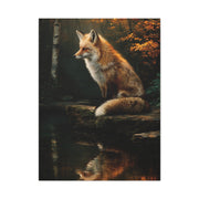Woodland Stream Fox Reflection Wall Art & Canvas Print