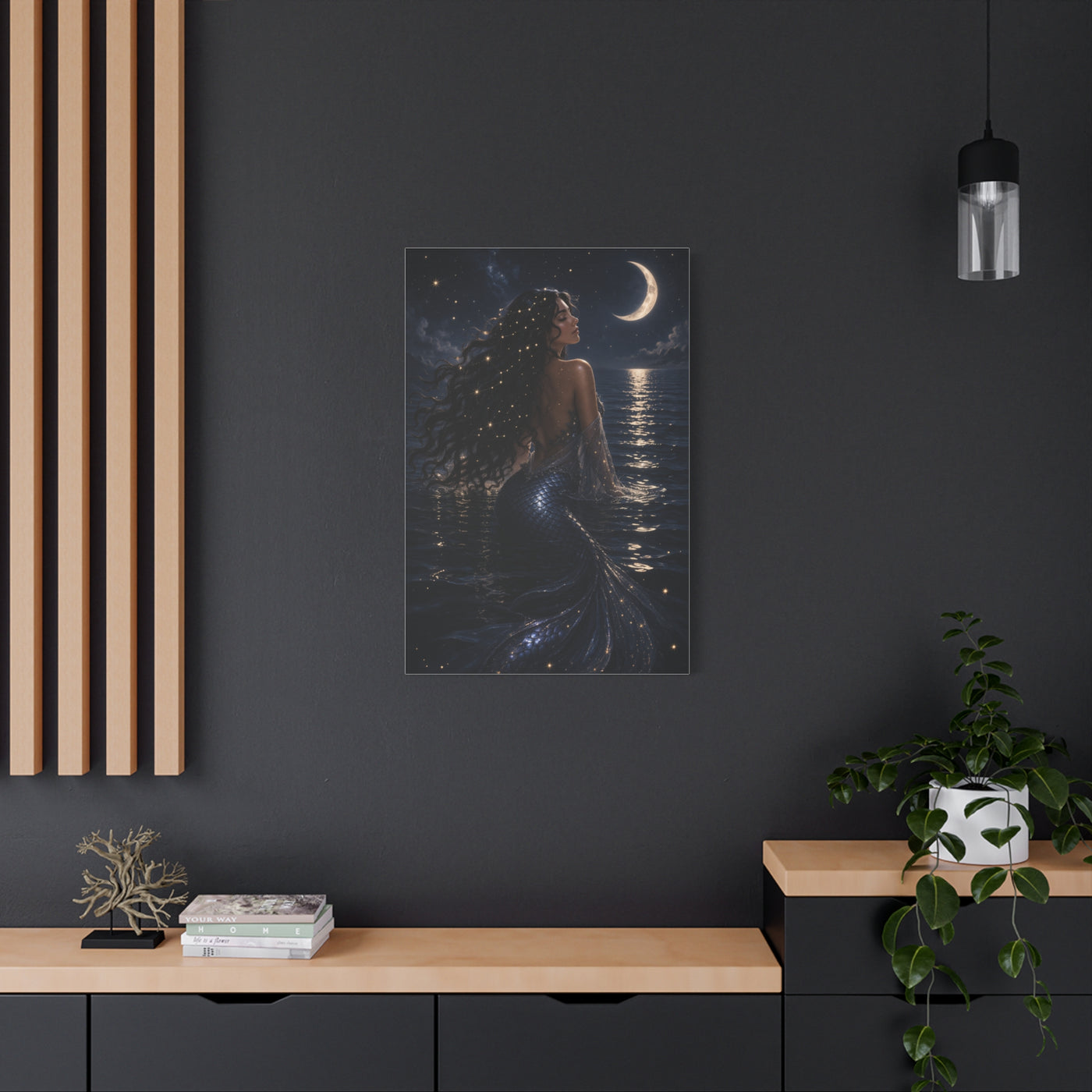 Celestial Moonlight Mermaid Dream Wall Art & Canvas Print