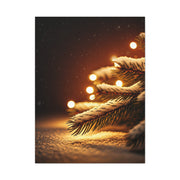 Snowy Pine Branch Fairy Lights Wall Art & Canvas Print