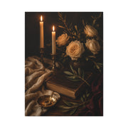 Romantic Candlelit Rose Still Life Wall Art & Canvas Print