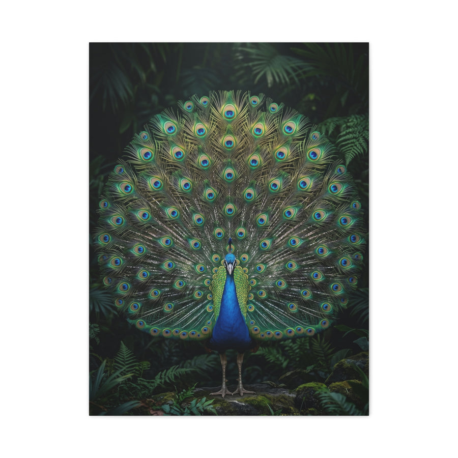 Jungle Royal Peacock Halo Wall Art & Canvas Print