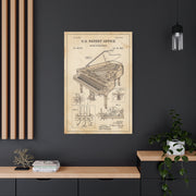 Vintage Grand Piano Patent Illustration Wall Art & Canvas Print