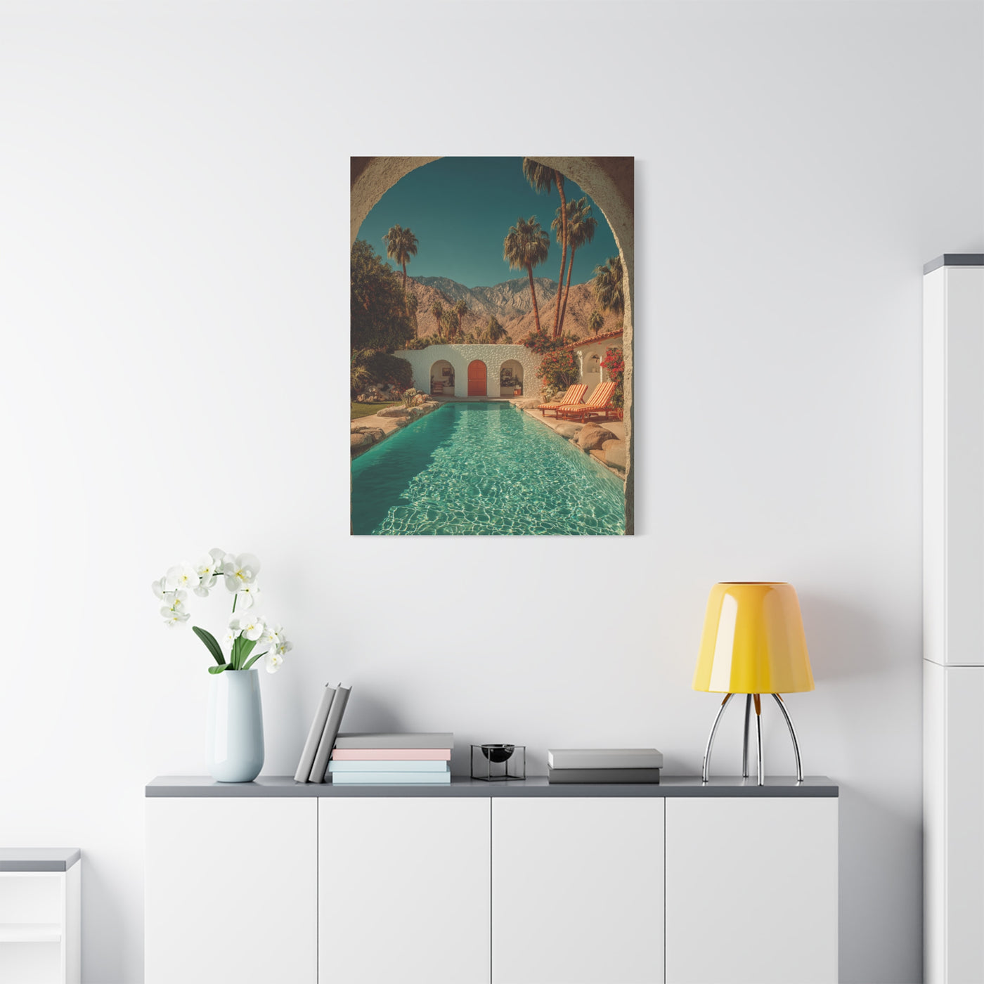 Palm Springs Courtyard Pool Escape Wall Art & Canvas Print