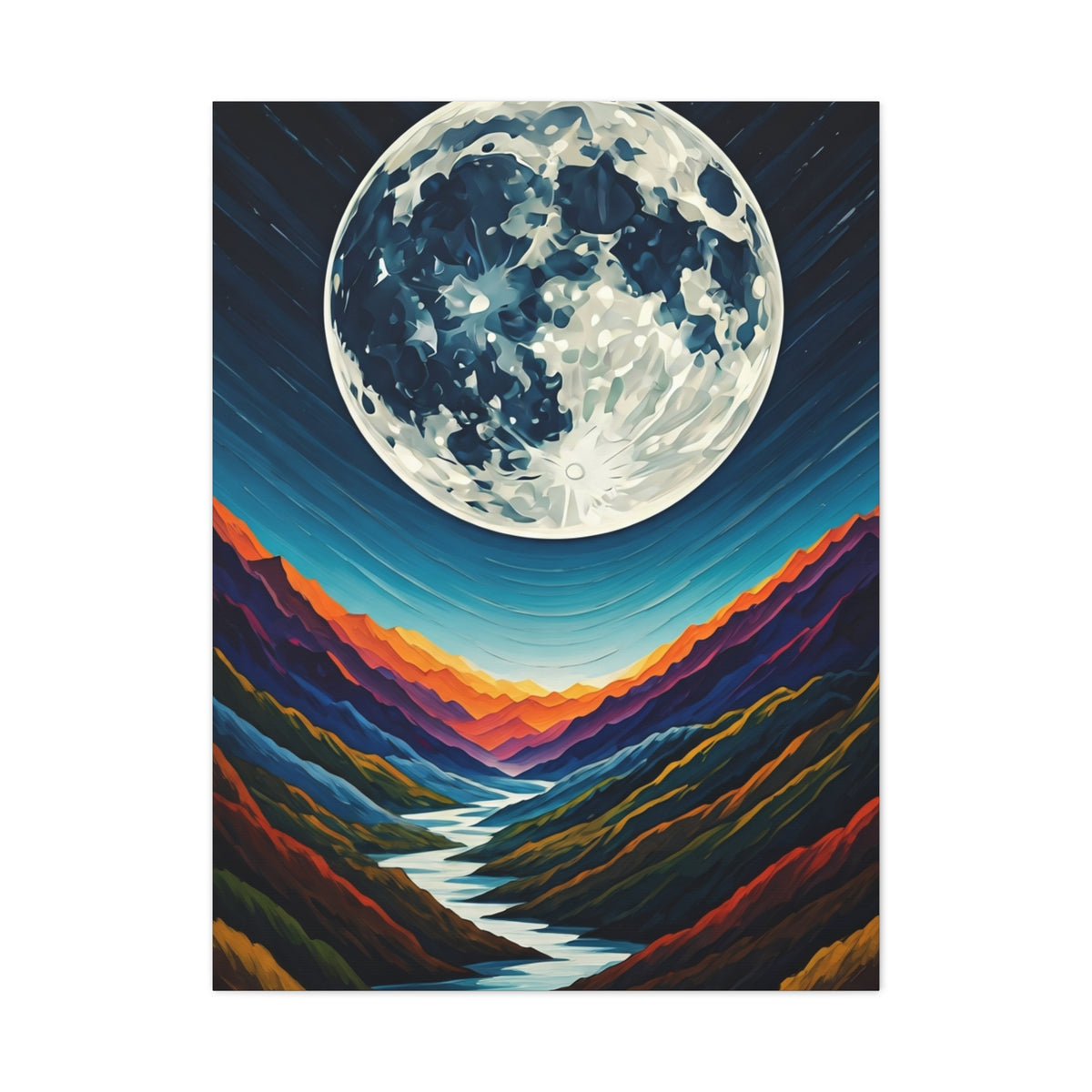 Midnight Moonlit Peaks Wall Art & Canvas Print