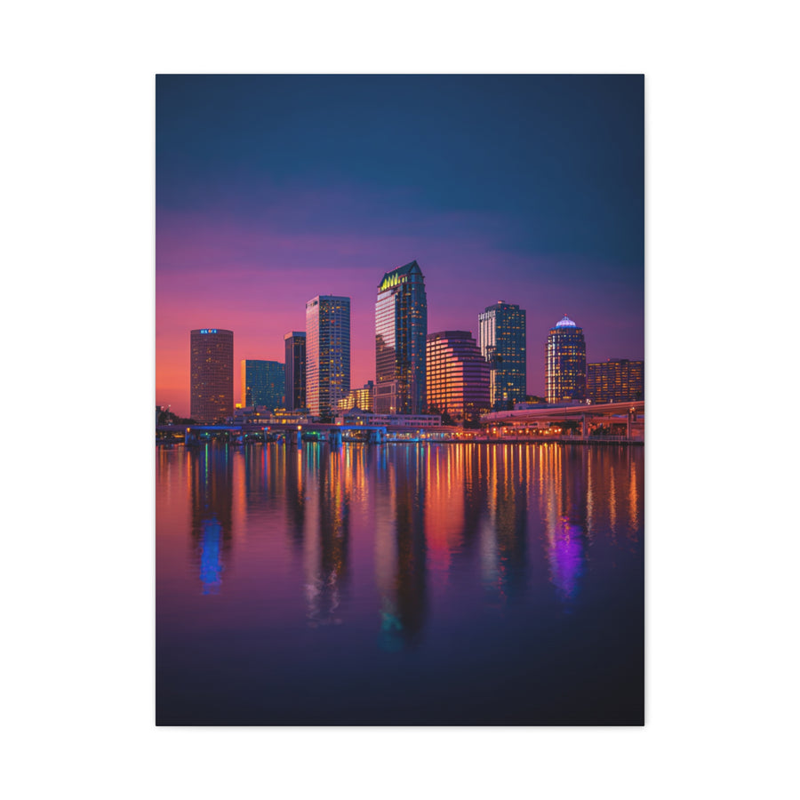 Modern City Skyline at Dusk Wall Art & Canvas Print