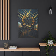 Golden Midnight Spiral Bloom Wall Art & Canvas Prints