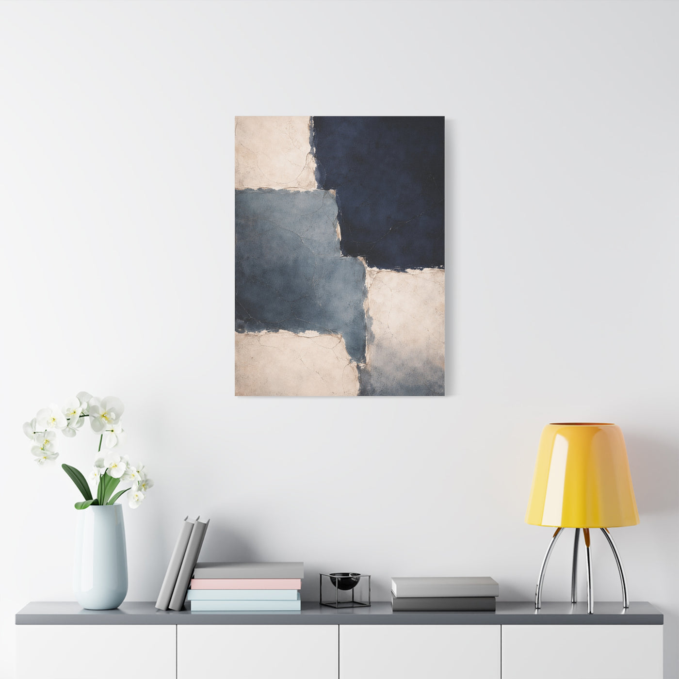 Navy and Stone Color Block Composition Wall Art & Canvas Print