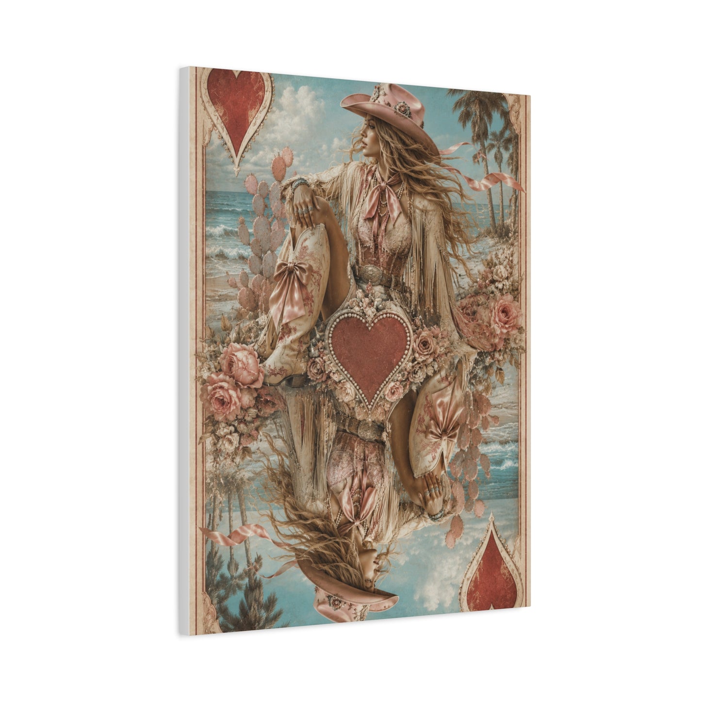 Coastal Cowgirl Playing Card Portrait Wall Art & Canvas Print
