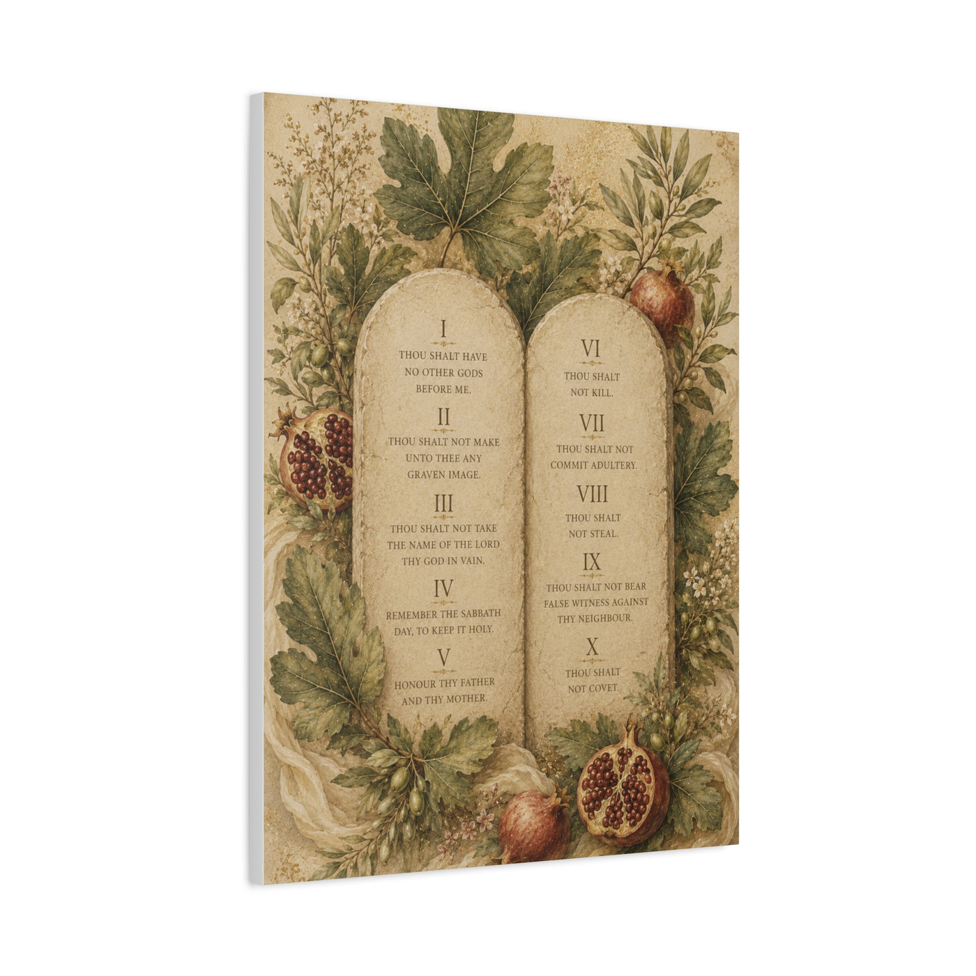 Ten Commandments Botanical Scripture Wall Art & Canvas Print