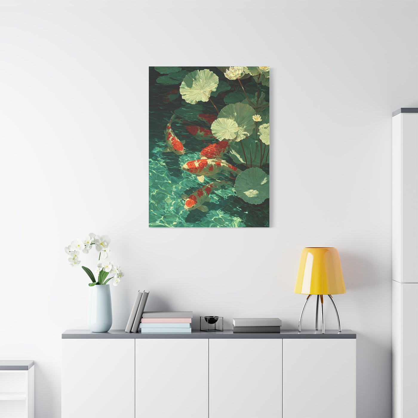 Green Koi Pond Lily Reflection Wall Art & Canvas Print