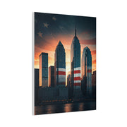 Urban Skyline Patriot Flag Reflection Wall Art & Canvas Prints
