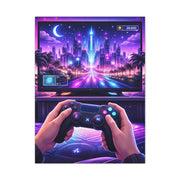 Neon Gamer Cityscape Wall Art & Canvas Print
