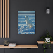 Arctic Fox Snow Minimal Portrait Wall Art & Canvas Print