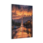 San Francisco Rainy Sunset Cityscape Wall Art & Canvas Print