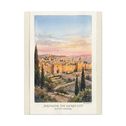 Jerusalem Sunset Watercolor Landscape Wall Art & Canvas Print