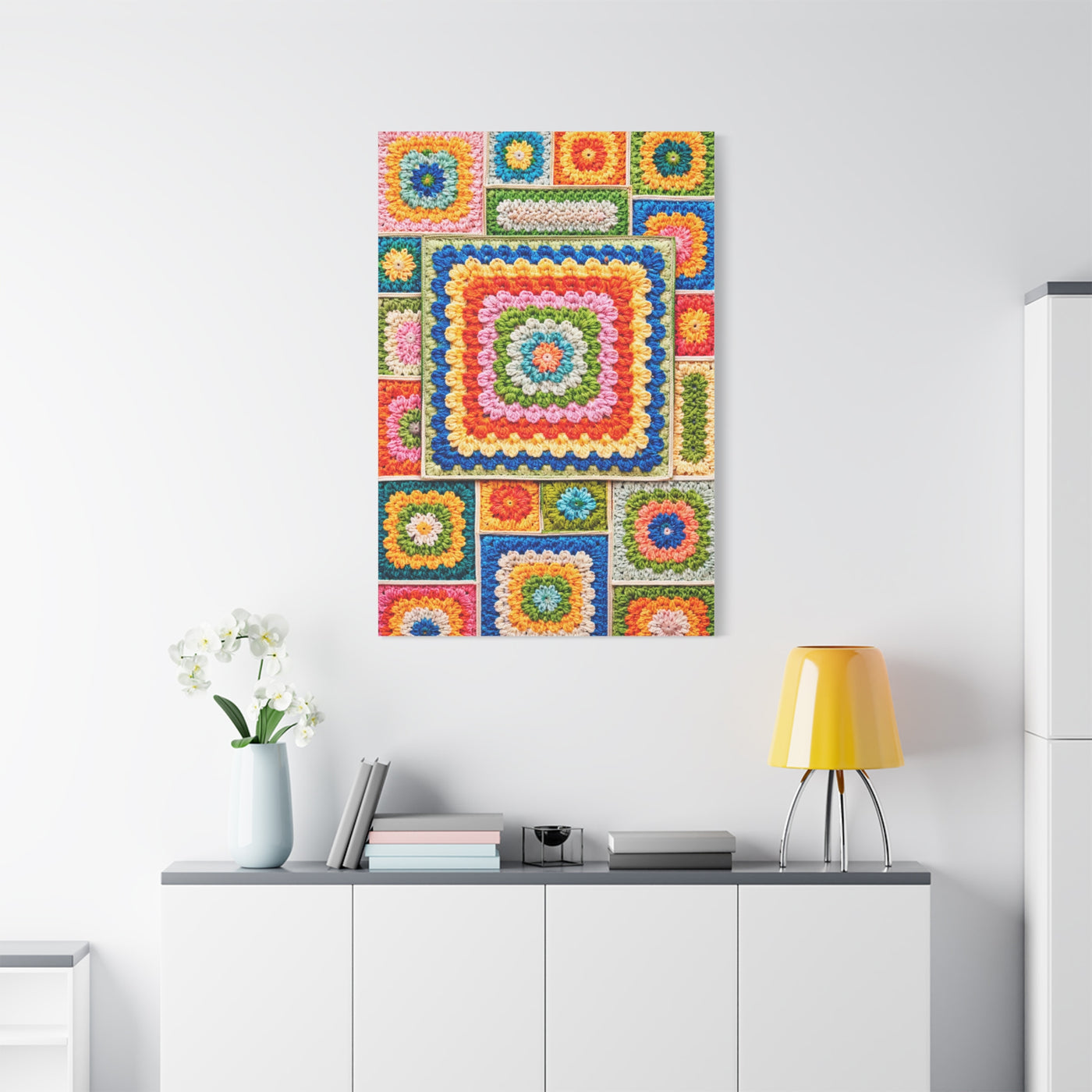Granny-Square Concentric Abstraction Wall Art & Canvas Print