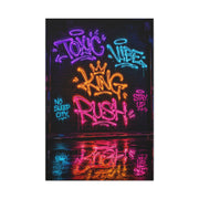 Neon Typography Hustle Street Wall Art & Canvas Print