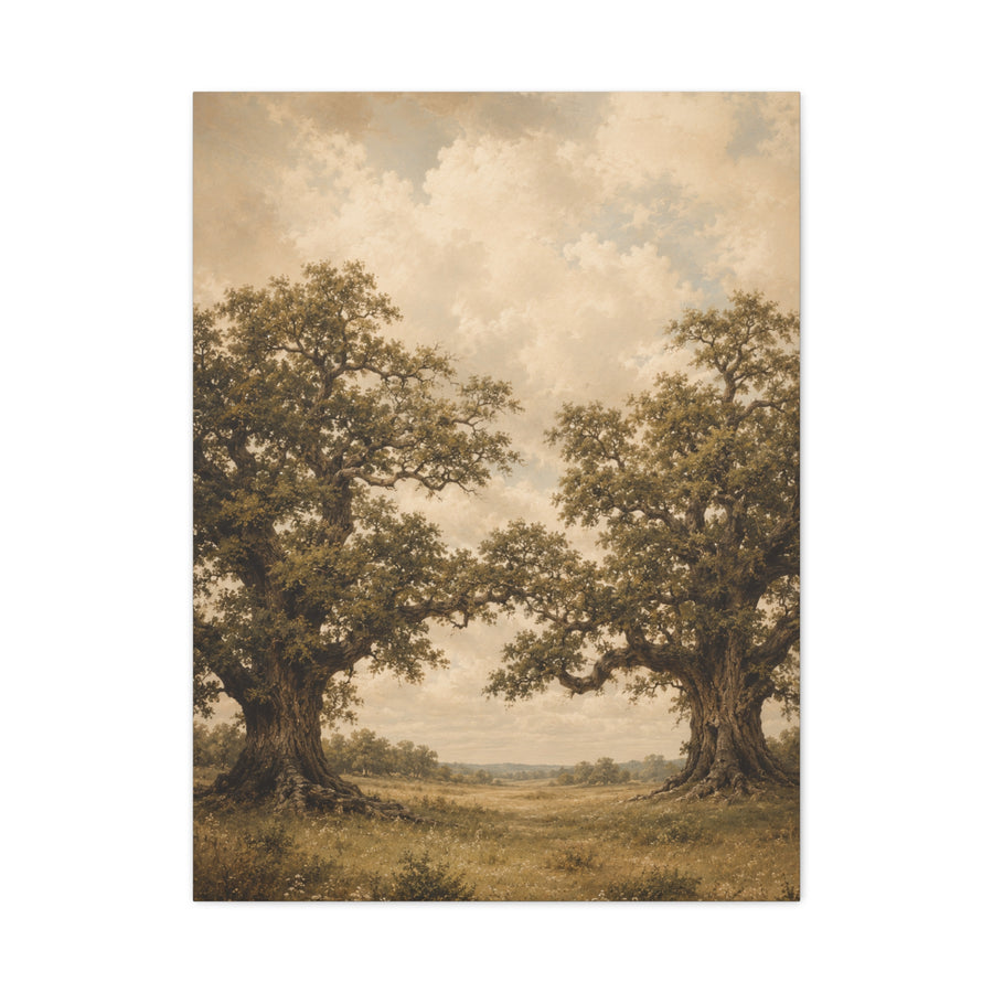 Twin Oak Harmony Landscape Trees Wall Art & Canvas Print