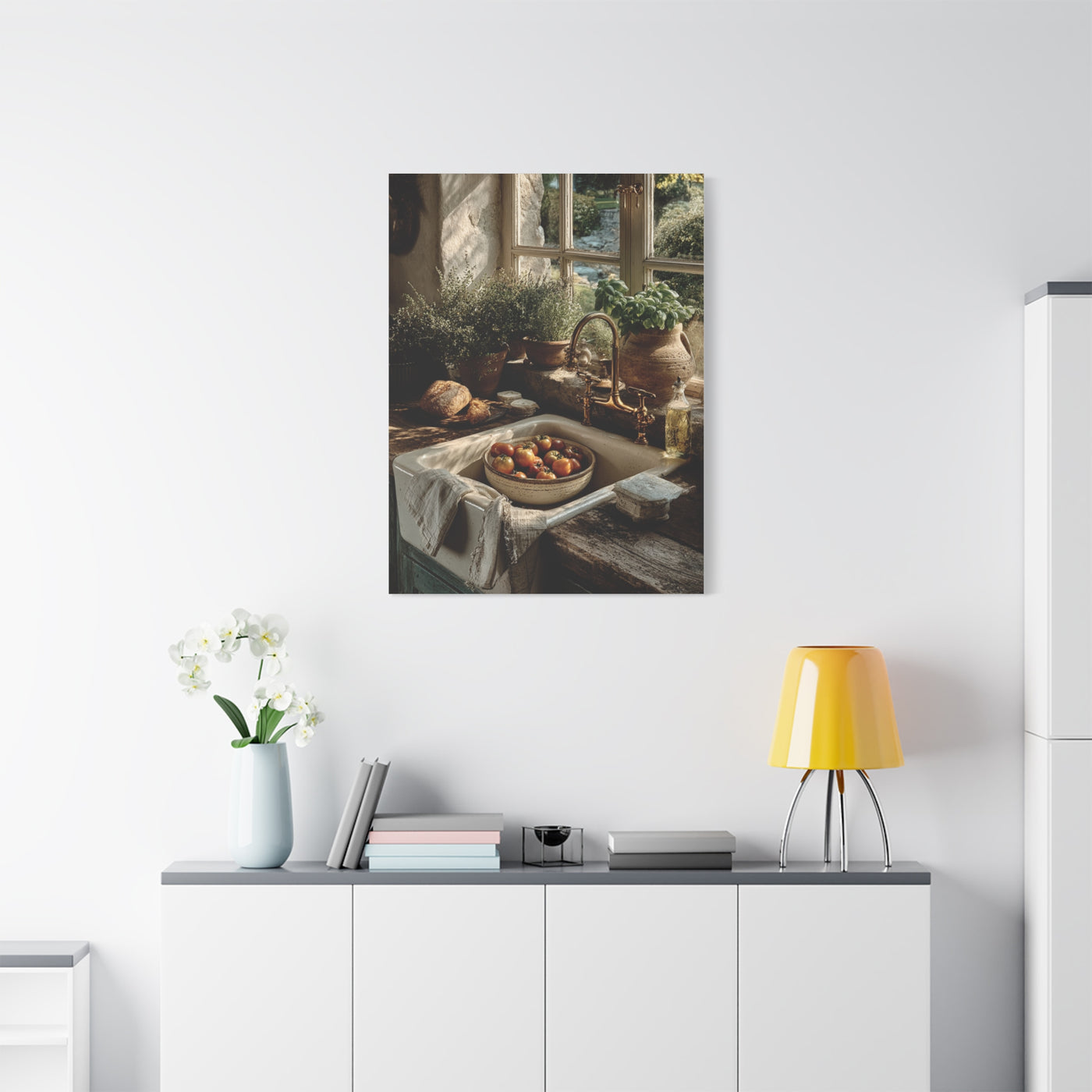 Farmhouse Sink Tomato Kitchen Scene Wall Art & Canvas Print