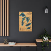 Great Lakes Bathymetric Chart Wall Art & Canvas Print