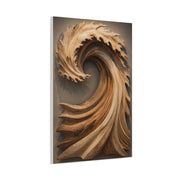 Hand-Carved Wooden Crest Wave Sculpture Wall Art & Canvas Print