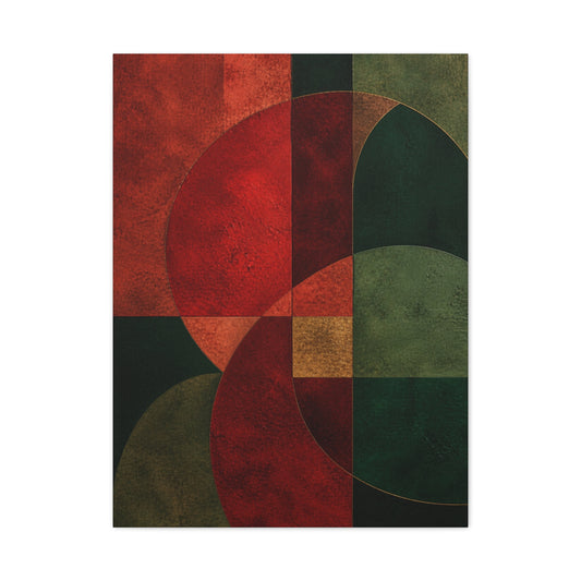 Red and Emerald Geometric Abstract Wall Art & Canvas Print
