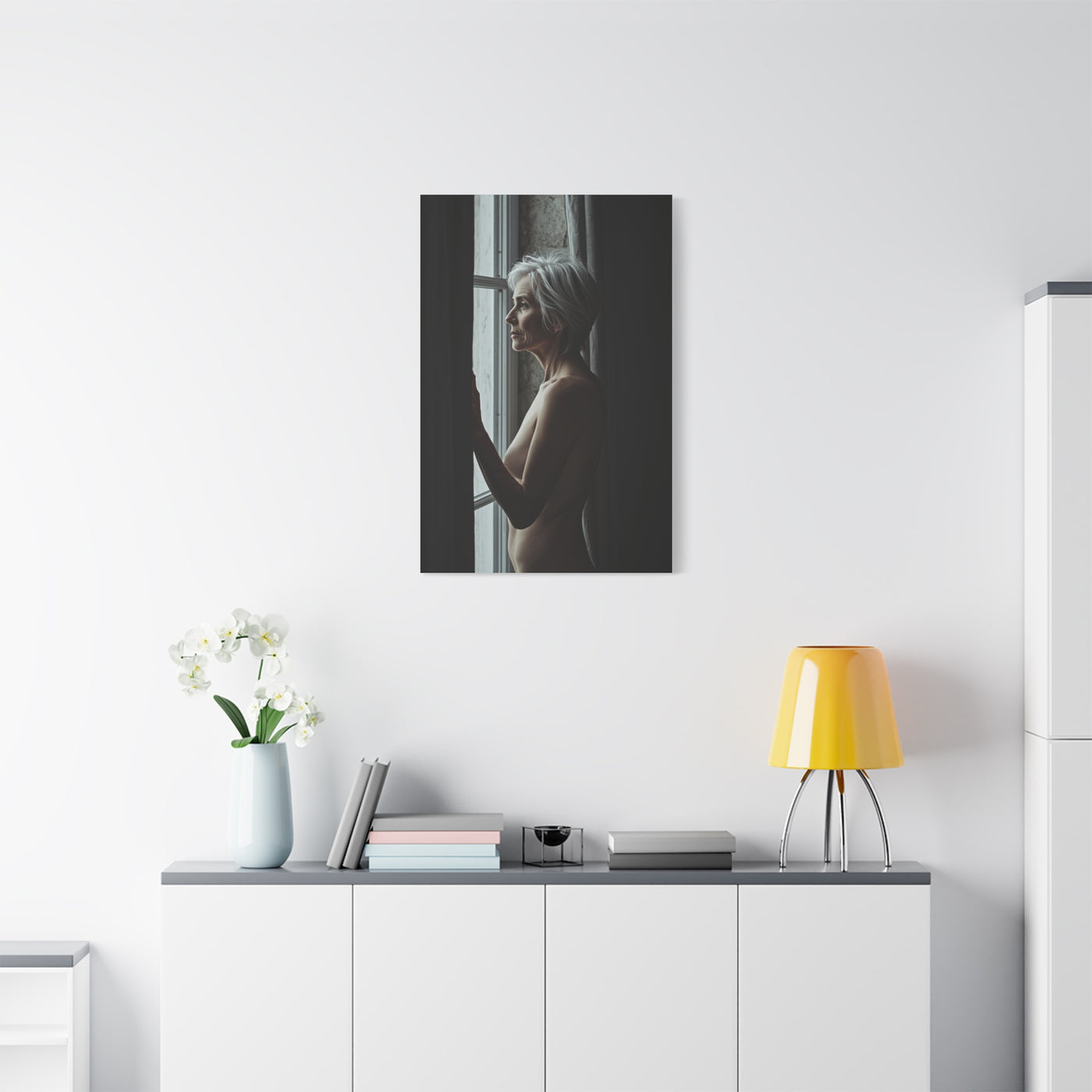 Mature Window Light Nude Study Wall Art & Canvas Print