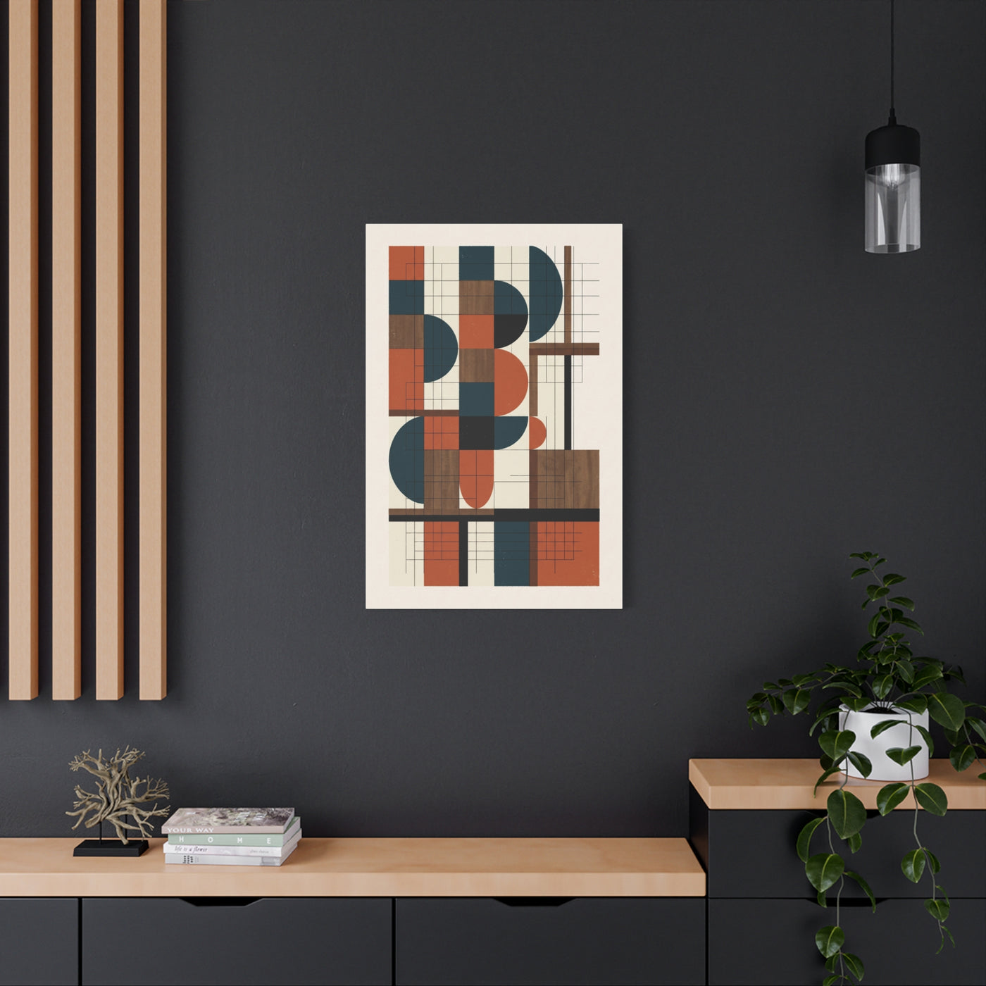 Bauhaus Orange Geometry Grid Wall Art & Canvas Print