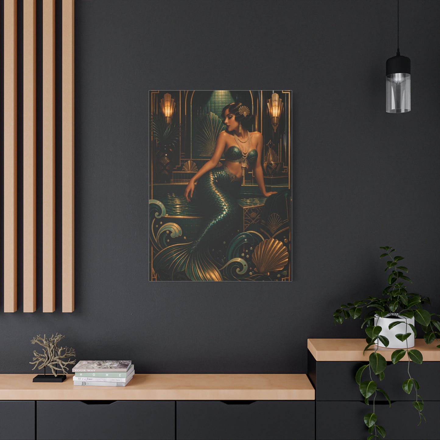 Art Deco Emerald Mermaid Luxe Wall Art & Canvas Print